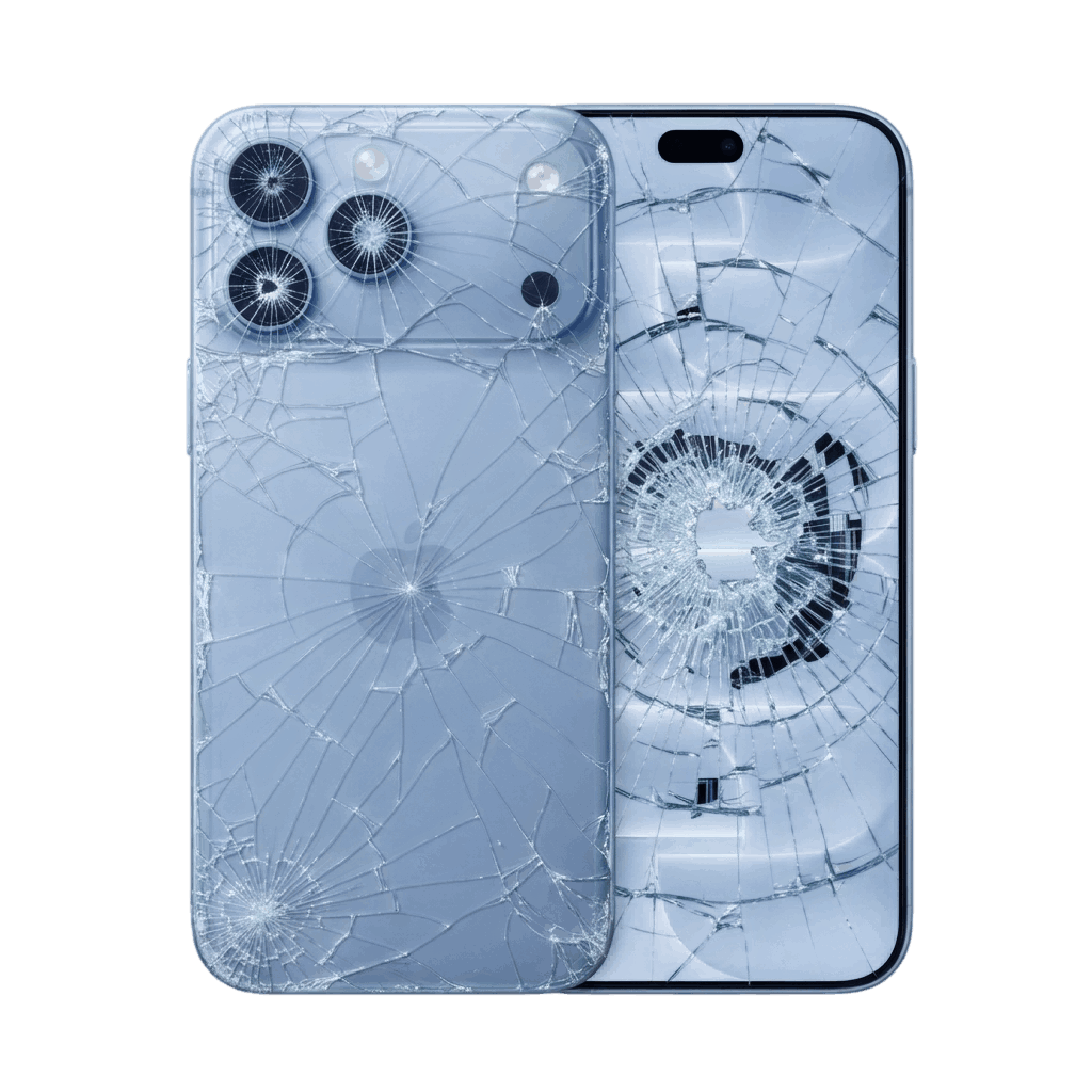 Broken phone screen before repair